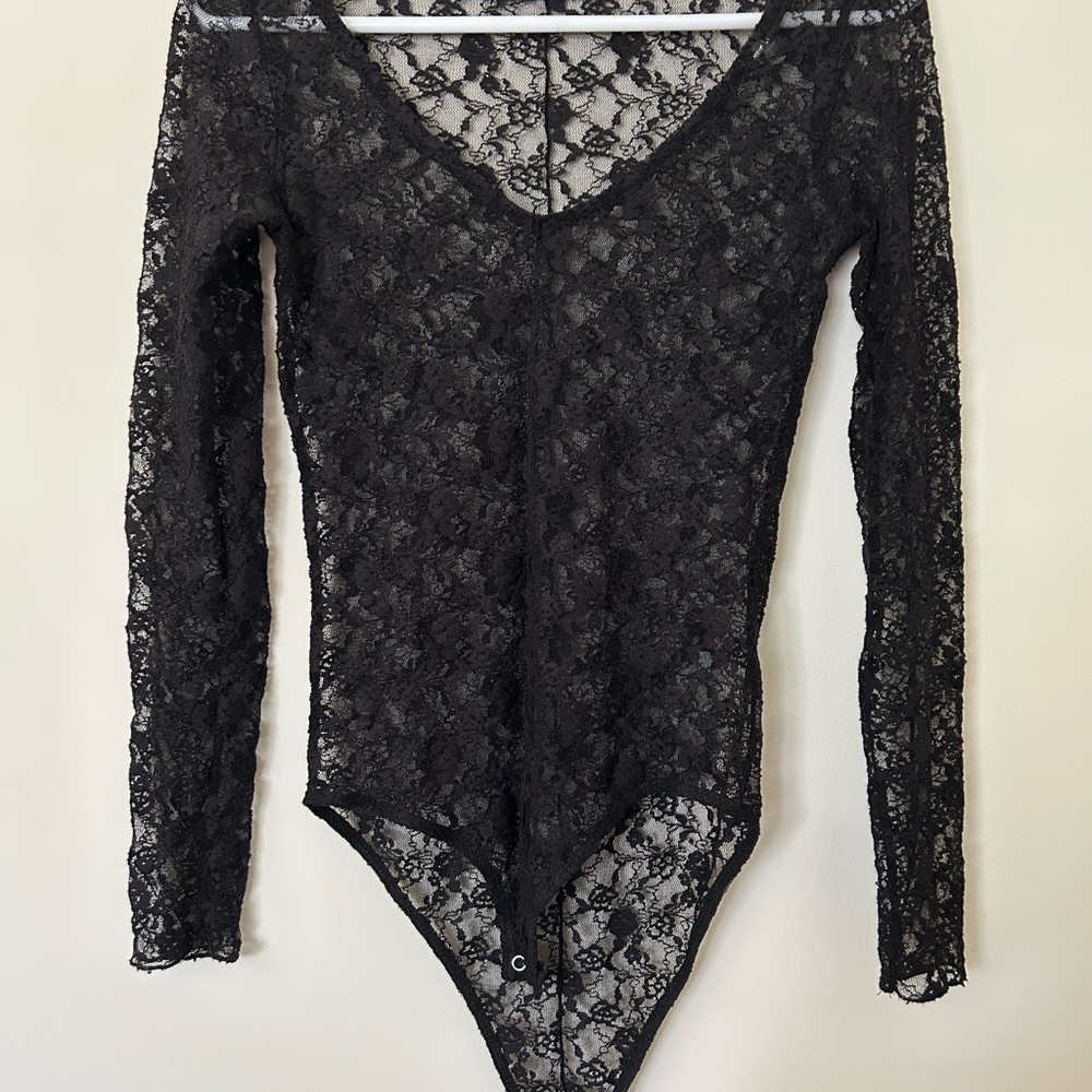 Stradivarius Black Fitted Asymmetrical Long Sleeve Bodysuit